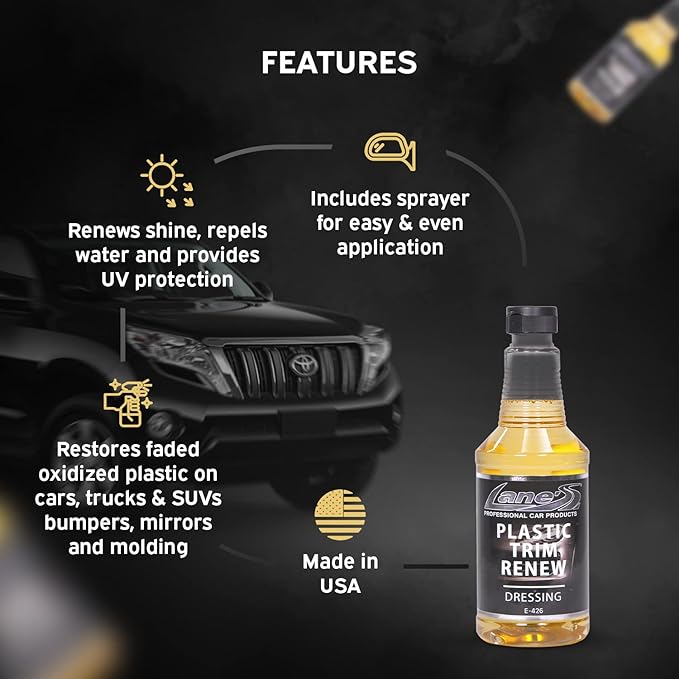 LANE'S Plastic Restorer, Trim Restorer Automotive, Faded Bumper Restorer, Durable Protection (32 oz)