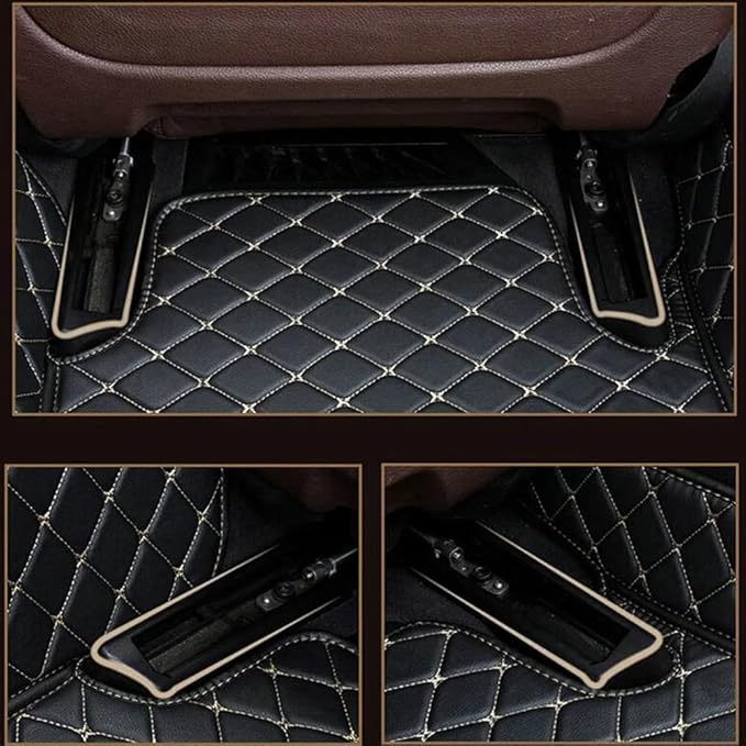 Custom Car Floor Mats Fit for 99% Sedan SUV Sports Car Full Coverage Pads Leather Floor Liners Mat Women Men (Black&Pink)