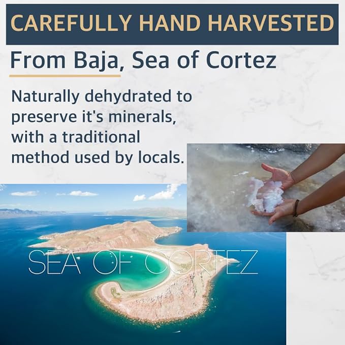 All Goods Products Baja Mineral Coarse Grain Sea Salt, 8 oz Natural Salt from Mexico, Unrefined, Hand-Harvested, Loaded With 72+ Essential Minerals, Kosher, 30% Low Sodium.