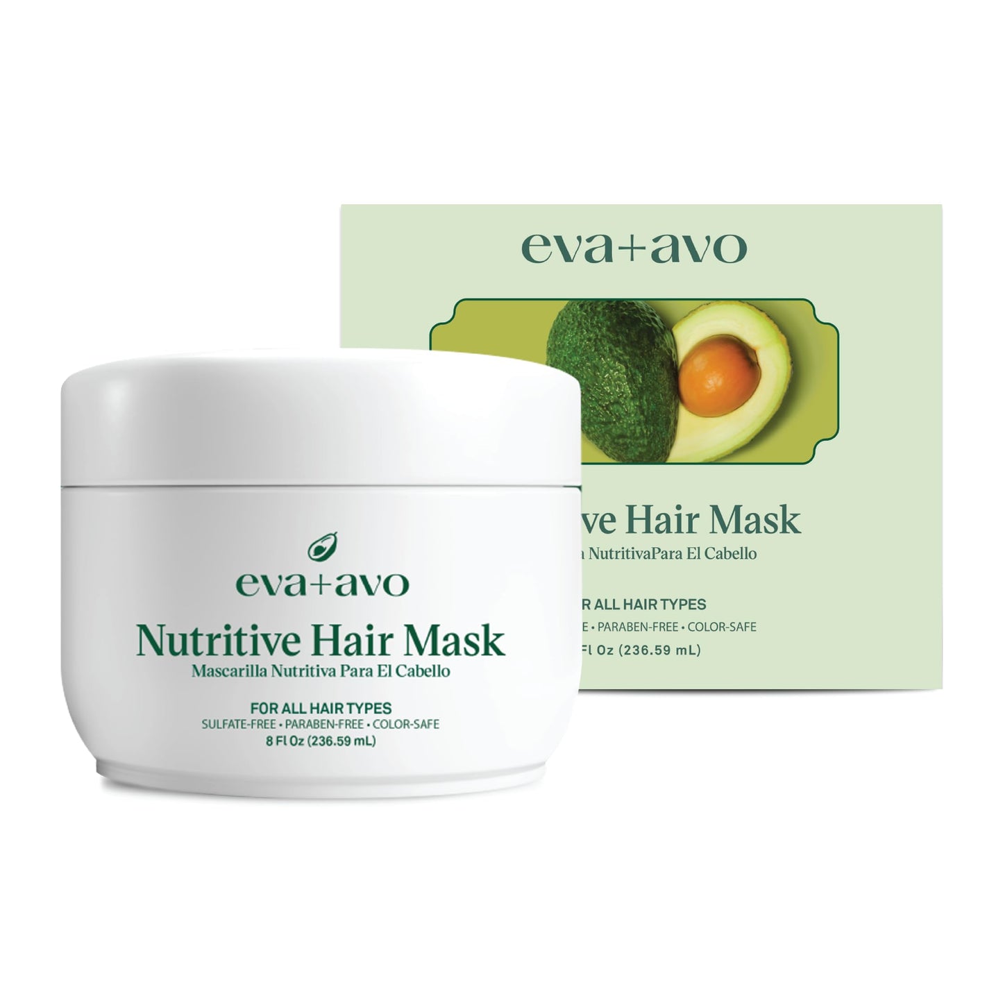 Eva + Avo Deep Conditioning Hair Mask - Hydrating Hair Mask with Avocado -Nourishing Hair Mask for Dry Damaged Hair - Paraben an