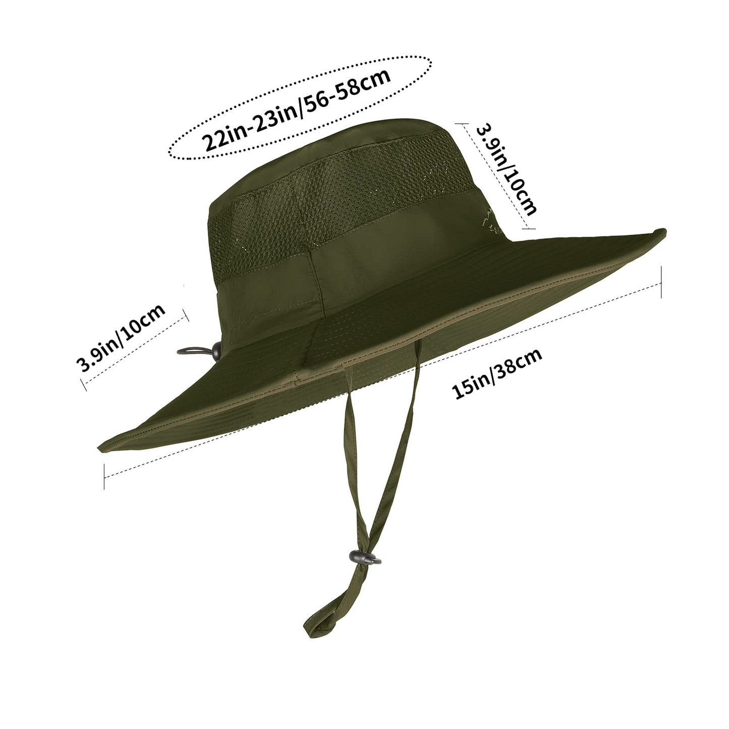 2 Pack Sun Hats for Men Women Fishing Hat UPF 50+ Breathable Wide Brim Summer UV Protection Hat Black/Army Green