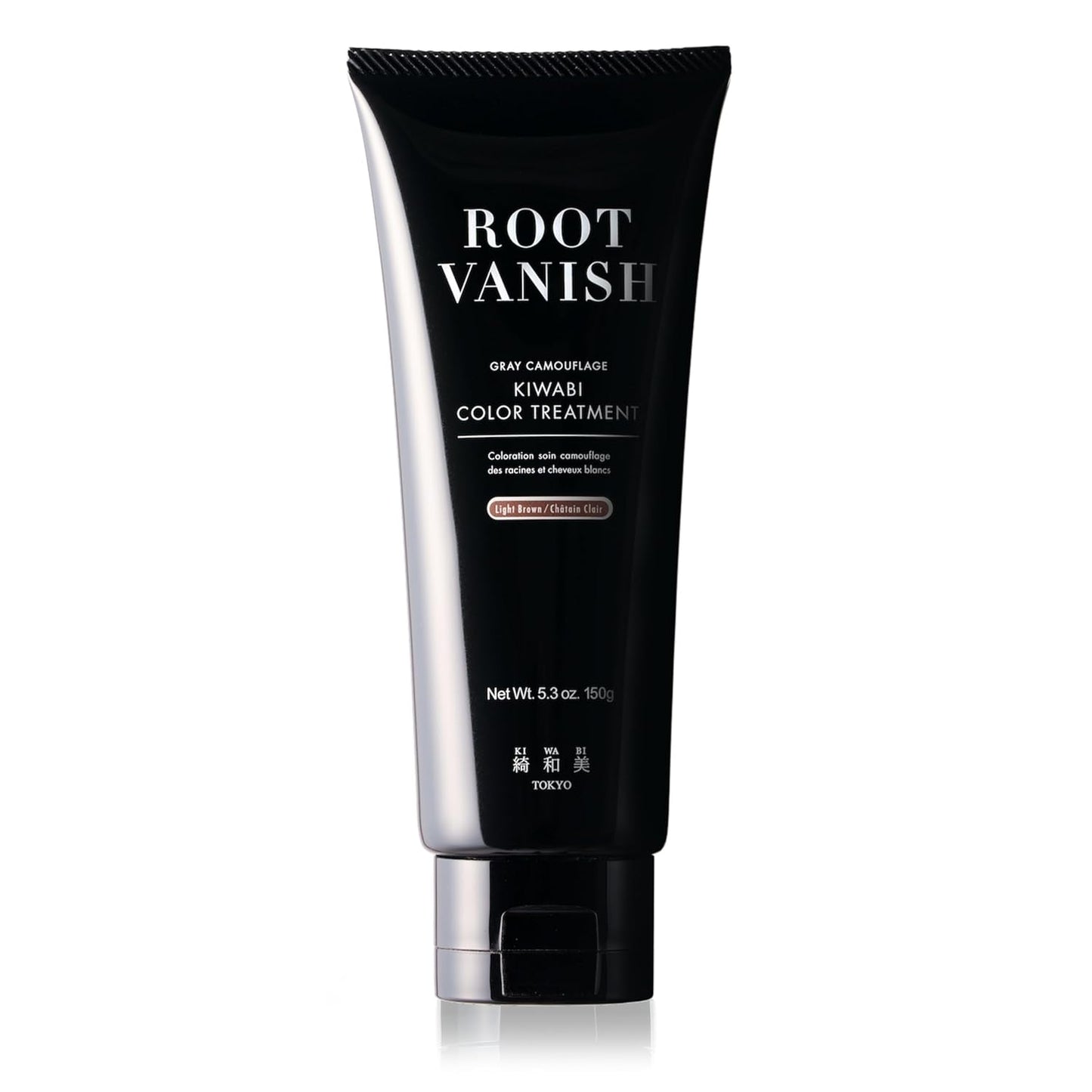 KIWABI Root Vanish Color Treatment in Light Brown Instantly Camouflages Gray Roots and Hair with Natural Anti-Aging Botanicals (150g, Paraben Free, Gray)
