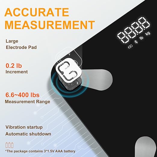 Professional Body Fat Scale, Most Accurate Digital Smart Bathroom Scale for Body Weight LED Display 18 Body Composition Metrics BMI, Free APP Weight Scale Composition Analyzer 400lb
