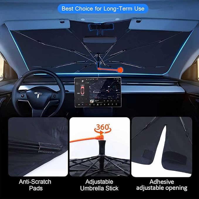 Fun Cow Driving Car Sunshade Umbrella Cow Print Windshield Sun Shade for Car Retractable Umbrella Sunshades for Front Window Fun Cows Driving Sun Shades Cover Visor Portector Block UV Rays