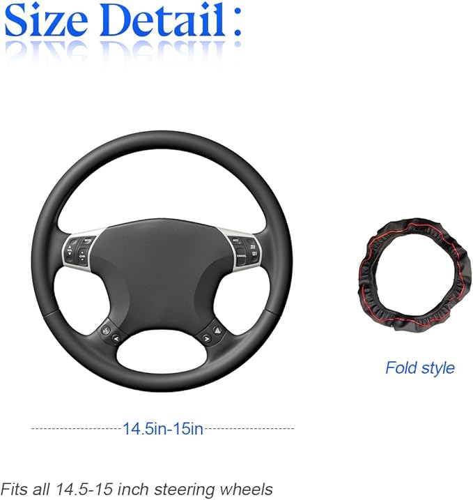 zipelo 14.5"-15" Car Steering Wheel Cover, Auto Interior Wheel Protector with Durable Soft Breathable Anti-Slip Linging Leather, Universal for Vehicles Trucks SUVs Accessories for Women (Style7-Blue)