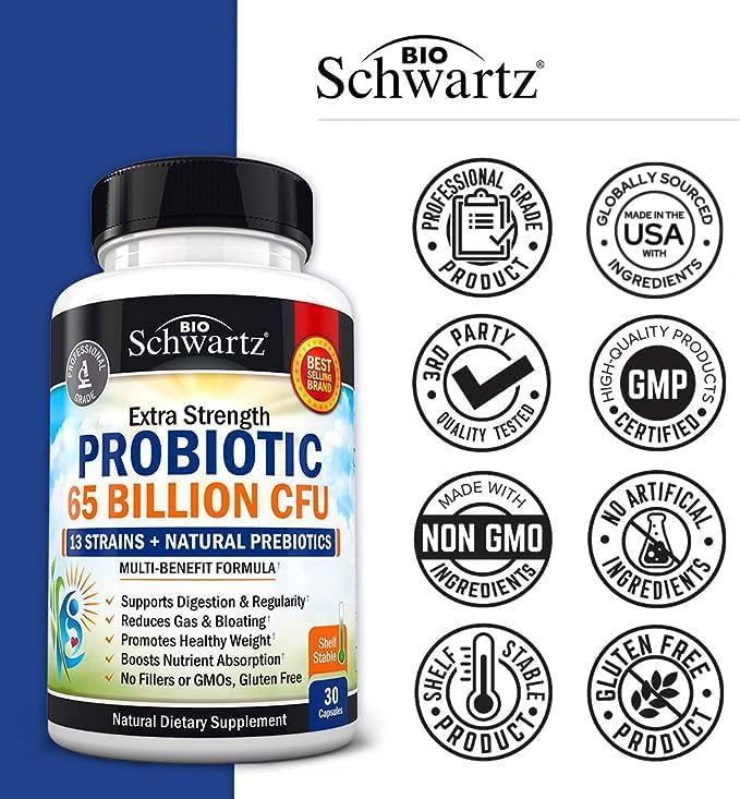 Advanced Daily Men's Multivitamin with Vitamin C A B D3 E and Zinc (1 Month Supply) Plus 65 Billion CFU Daily Probiotic Supplement (1 Month Supply)