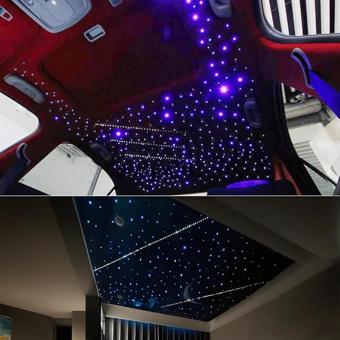 AKEPO 16W 550pcs 13.1ft/4m 0.03in Fiber Optic Starlights Headliner Kit with Meteor, Shooting Star Car Home Use APP/Remote Control Music Sync Fiber Optic Lights Kit