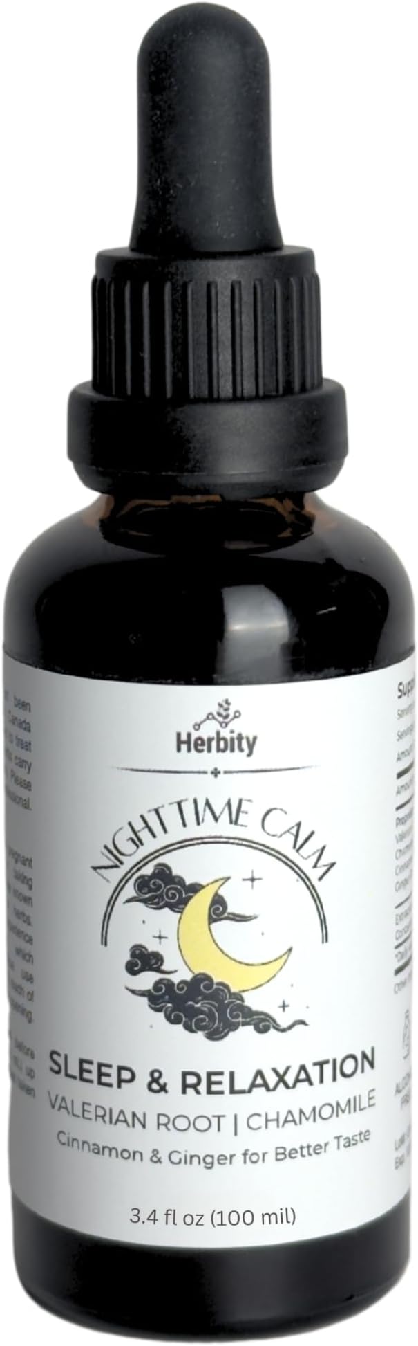 Nighttime Calm – Valerian & Chamomile Sleep Drops with Cinnamon & Ginger – Alcohol-Free Herbal Tincture for Relaxation & Wind-Down (3.4 fl oz)