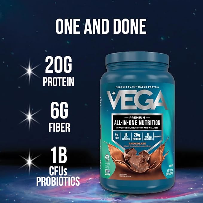 Vega All in One Nutrition Organic - 20g Plant-Based Pea Protein, French Vanilla, 43 Servings, Vitamins A & C, Probiotics, Greens, Vegan, Keto, Gluten Free, 3.1lbs (Packaging May Vary)