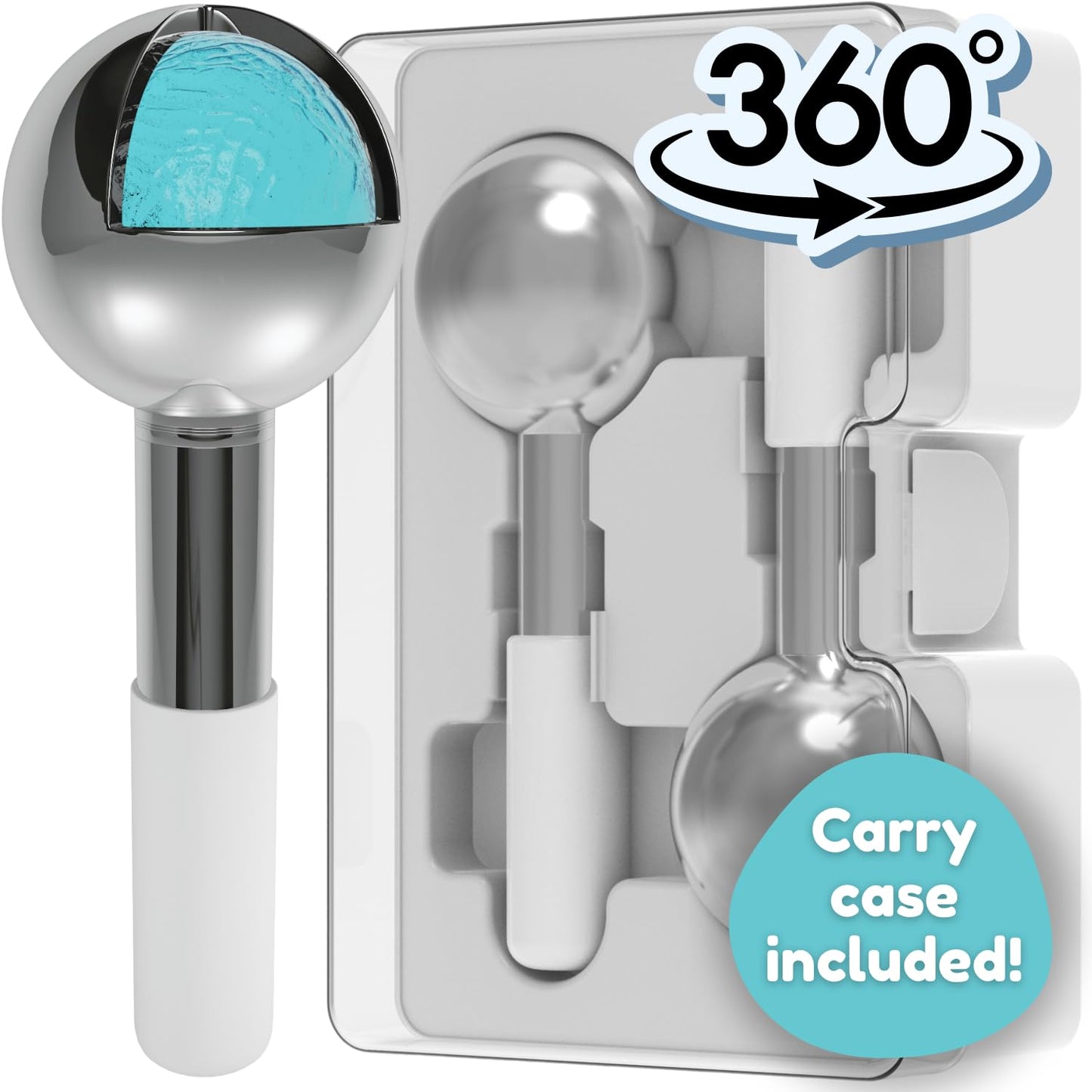 Ice Globes for Facials by Eli with Love - 360 Rotating Unbreakable Steel Ice Globes with Carry Case - Professional Esthetician S