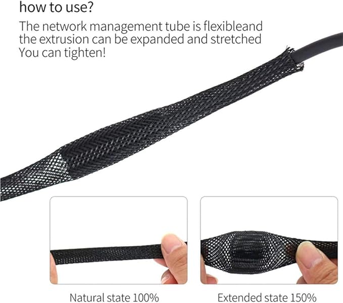 25ft - 1 Inch Cable Management Sleeve Protector,Wire Loom PET Expandable Wire Sleeving for Office TV Computer Home Theater Engine Bay Cord Organizer,Protect Cables from Pet Cat Dog Chewing,BlackBlue