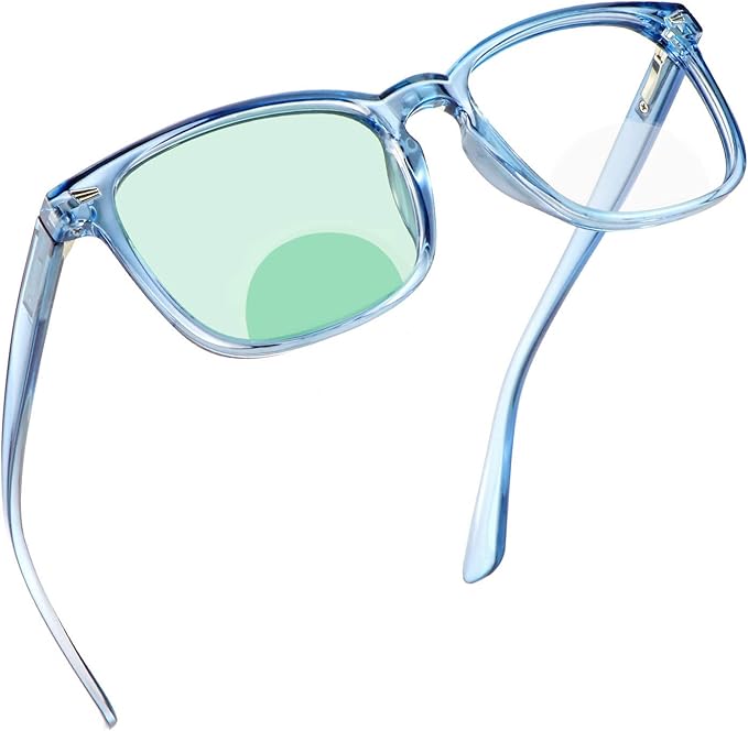 YEIN Bifocal Reading Glasses with Blue Light Blocking Lenses, Bifocal Reader for Women and Men, Vintage Square frame with Spring Hinge (+0.00/+1.25 magnification)