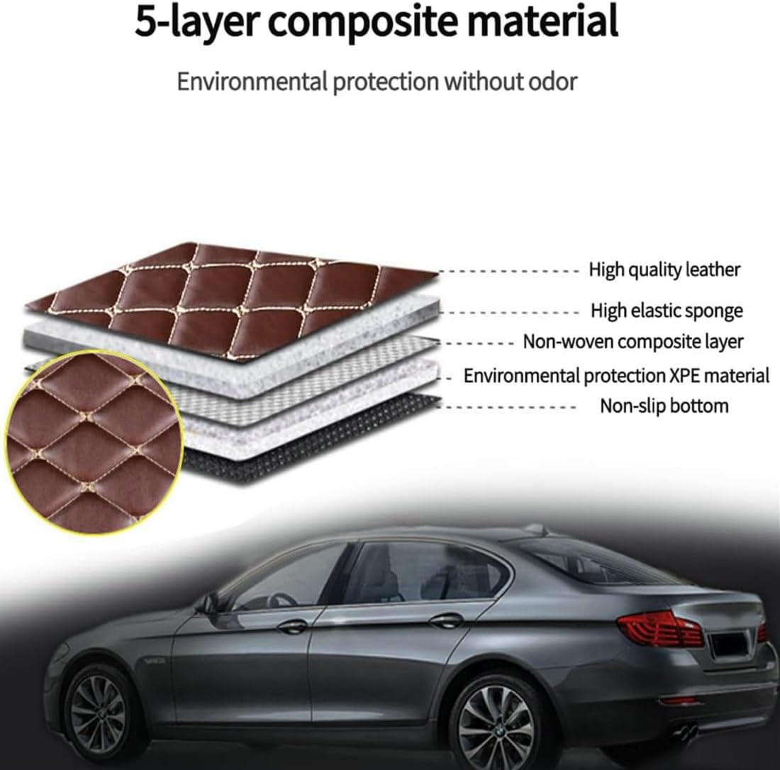 Custom Personalized Floor Mats for Cars，Luxury Full Coverage All Car Floor Mats，Anti-Slip Leather Car Mat Set ，Custom Floor Mats for 99% of Cars, Trucks & SUVs. (Black Dual Tone and White)