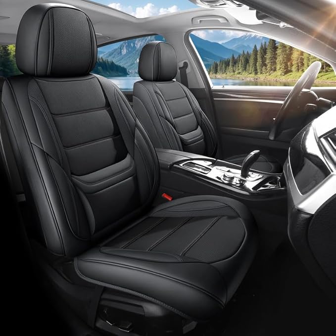 Car Seat Covers Full Set fit for Chevrolet/Chevy HHR 2006-2011 , Premium Faux Leather Waterproof Car Seat Protectors with Lumbar Support, Breathable Anti-Slip Auto Seat Covers Full Set(Black,Full set)