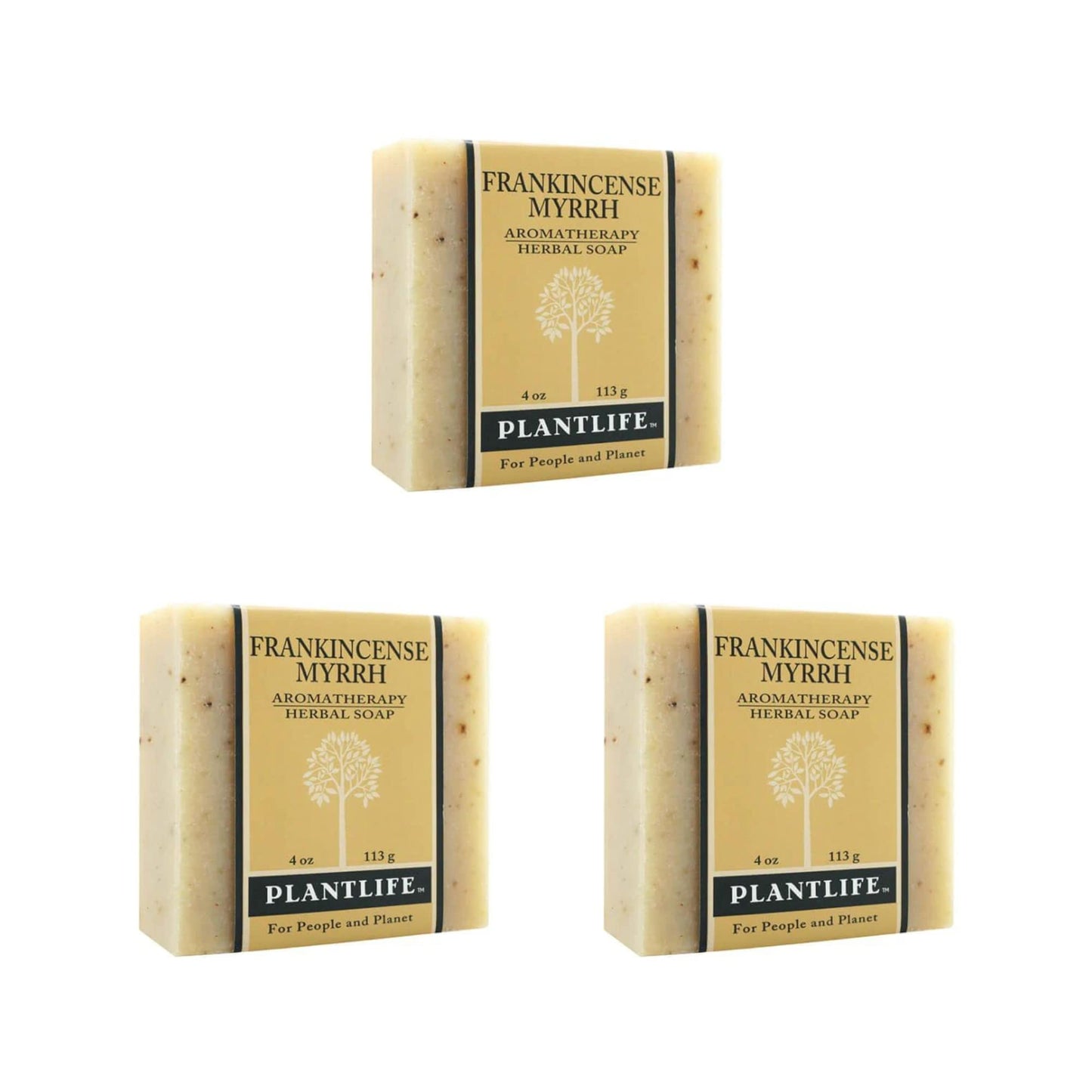 Plantlife Frankincense Myrrh 3-Pack Bar Soap - Moisturizing And Soothing Soap For Your Skin - Hand Crafted Using Plant-Based Ing