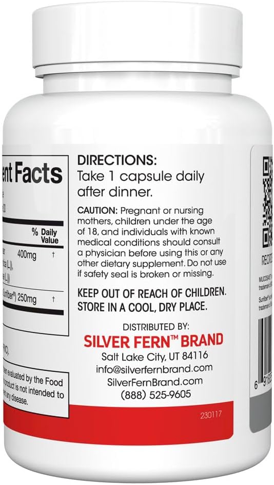 Silver Fern Brand Regularity Digestive Supplement - 1 Bottle = 30 Capsules = 30 Day Supply - Mucosave FG (Prickly Pear Polysaccharides & Olive Leaf Polyphenols) & SunFiber
