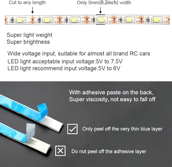 Waterproof LED Light Strips for RC Cars Trucks Airplanes Boats Drones Fixed Wing AR Wing Model Underglow Light (Yellow)