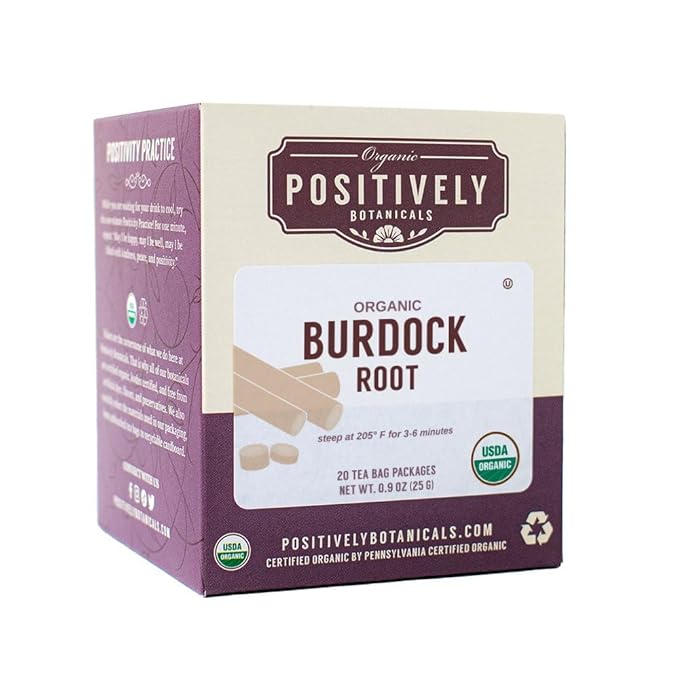 Organic Positively Botanicals Company, Burdock Root Herbal Tea Bags, 20 Count