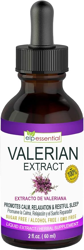 ELP ESSENTIAL Valerian Root Extract Drops | 2 fl oz | Sugar Free, Alcohol Free, Non- GMO Gluten Free Liquid 2 Pack