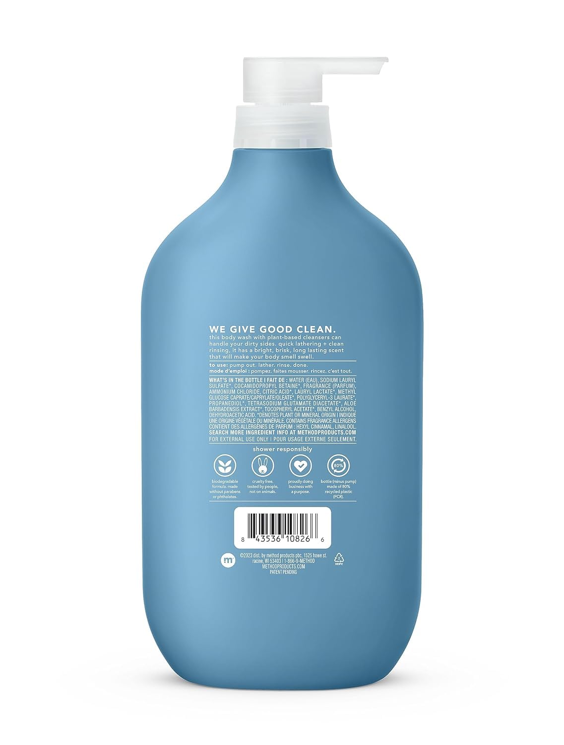 Method Body Wash | Sea + Surf | Biodegradable & Paraben-Free | 28 Oz
