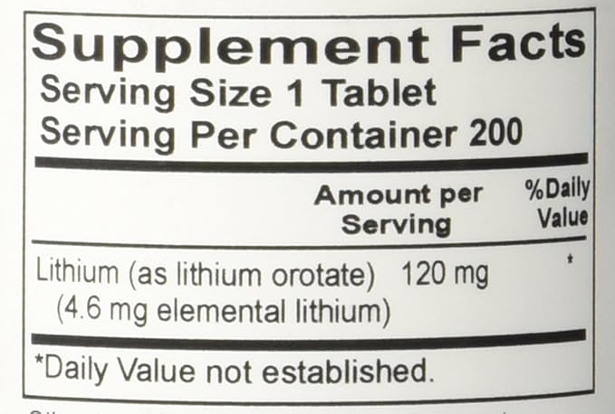 Nutrient Carriers Advance Research Lithium Orotate 120 Mg 200 Tablets