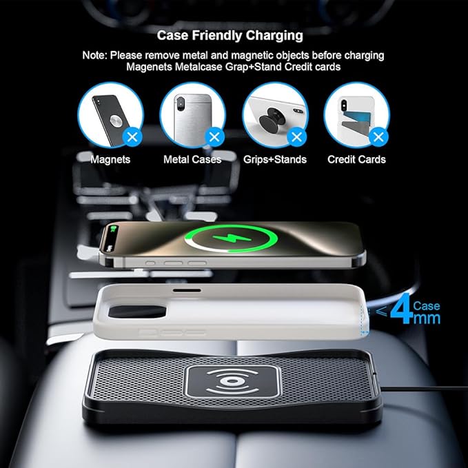Wireless Car Charger Pad for Toyota GR 86 2022-2025, Type-C/USB 20W Car Wireless Charger Non-Slip Phone Charging Pad Car Accessories,B 30cm Cable USB Plug