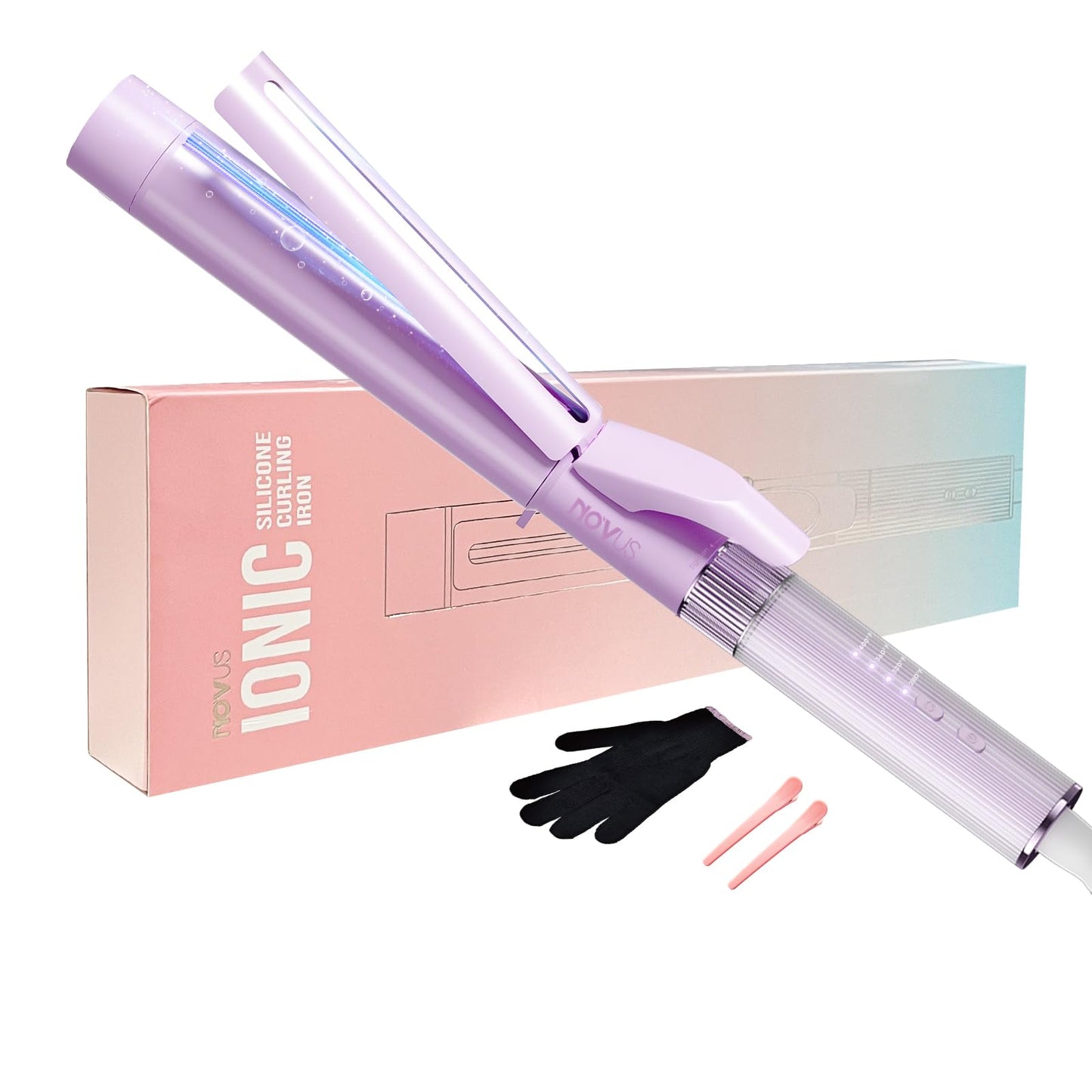 Novus 1.4 Inch Curling Wand, Professional Curling Iron, Negative Ions Hair Curler, Large Barrel Curling Iron, Dual Voltage Curli