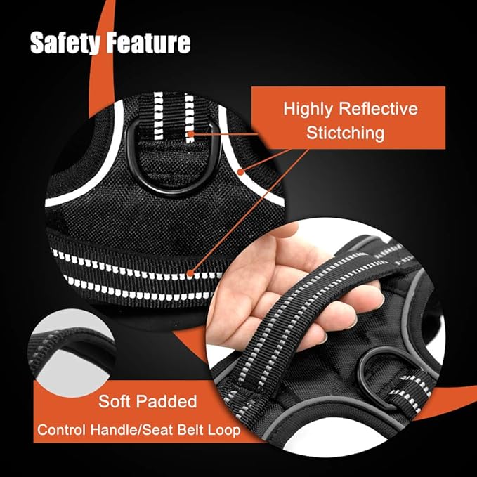 PHOEPET No Pull Dog Harnesses for Small Puppies Reflective Adjustable Front Clip Vest with 2 Metal Leash Attachment Hooks Soft Handle(XS, Purple)