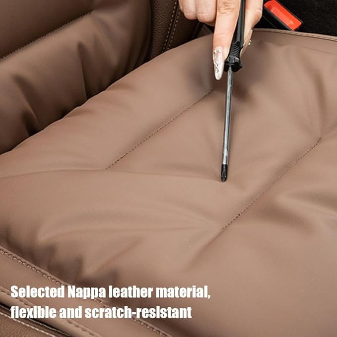 Skin-Friendly & Dirt-Repellent Leather Seat Cushions, 2026 Car Seat Cushion for Driving, 1.57" Thick Comfort Seat Protector, Universal Non-Slip Memory Foam Pad for Car (Red, Front Seat Cushion)