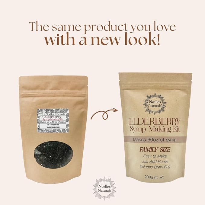 Noelle's Naturals Elderberry Syrup DIY Kit - Family Size - Organic Spices - Makes 60oz of Elderberry Syrup - Easy to Make - Just add Honey