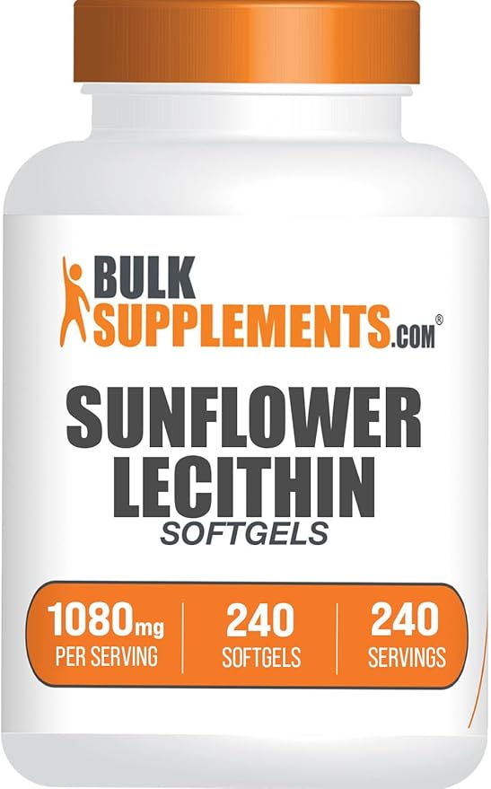 BulkSupplements.com Sunflower Lecithin Softgels - Lecithin Supplement, Sunflower Lecithin 1080mg - Vitality Support, Gluten, 1 Softgel per Serving, 240 Count (Pack of 1)