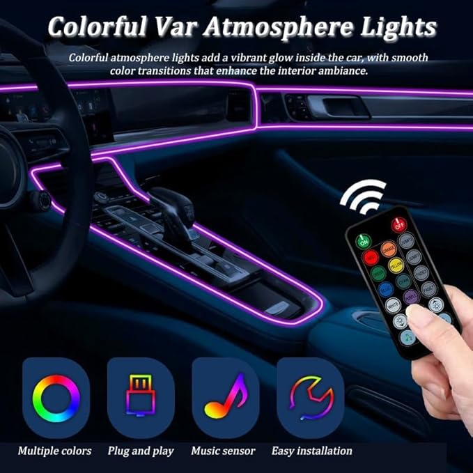 Car LED Strip Light for Peugeot 208 2008 308 3008 5008 508 207, 6 in 1 Car Ambient Lighting Kits, Interior Interior Light Sync to Music, Auto Decorations Interior Accessories, 8M