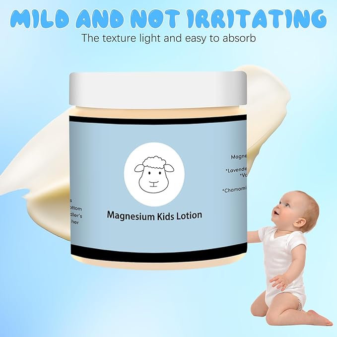 Magnesium Lotion for Kids,Magnesium Lotion for Sleep Kids,Topical Magnesium Cream to Help Calm Before Bed and During the Night,8 sheep Magnesium Cream - Kid Safe, 4 oz (1)
