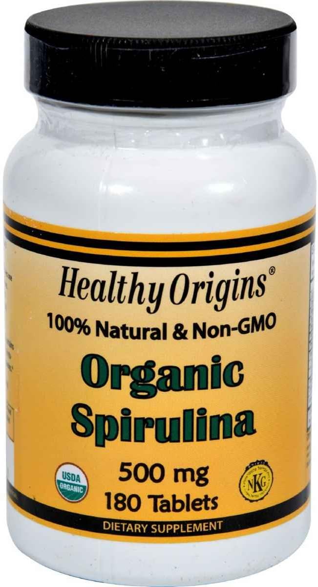 Healthy Origins Organic and Kosher Spirulina, 500 mg, 180 Tablets