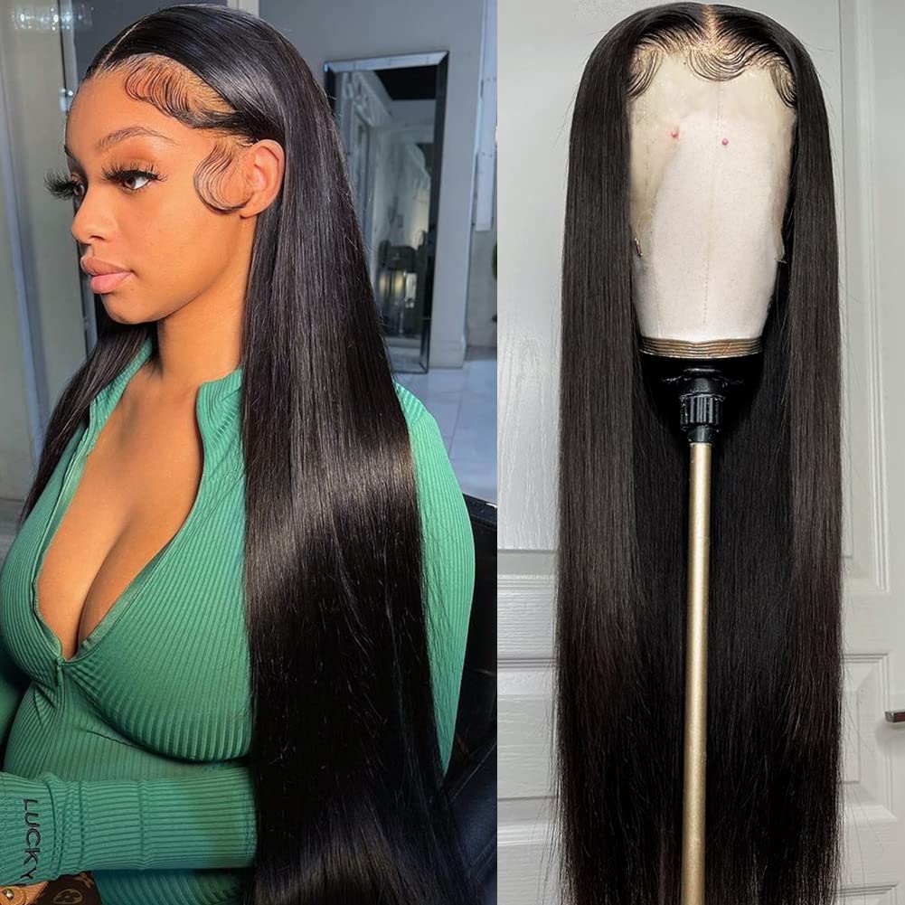 Iris Queen 13X4 Straight Hd Lace Front Human Hair Wigs Pre Plucked 180 Density 12A Transparent Lace Frontal Wigs With Baby Hair