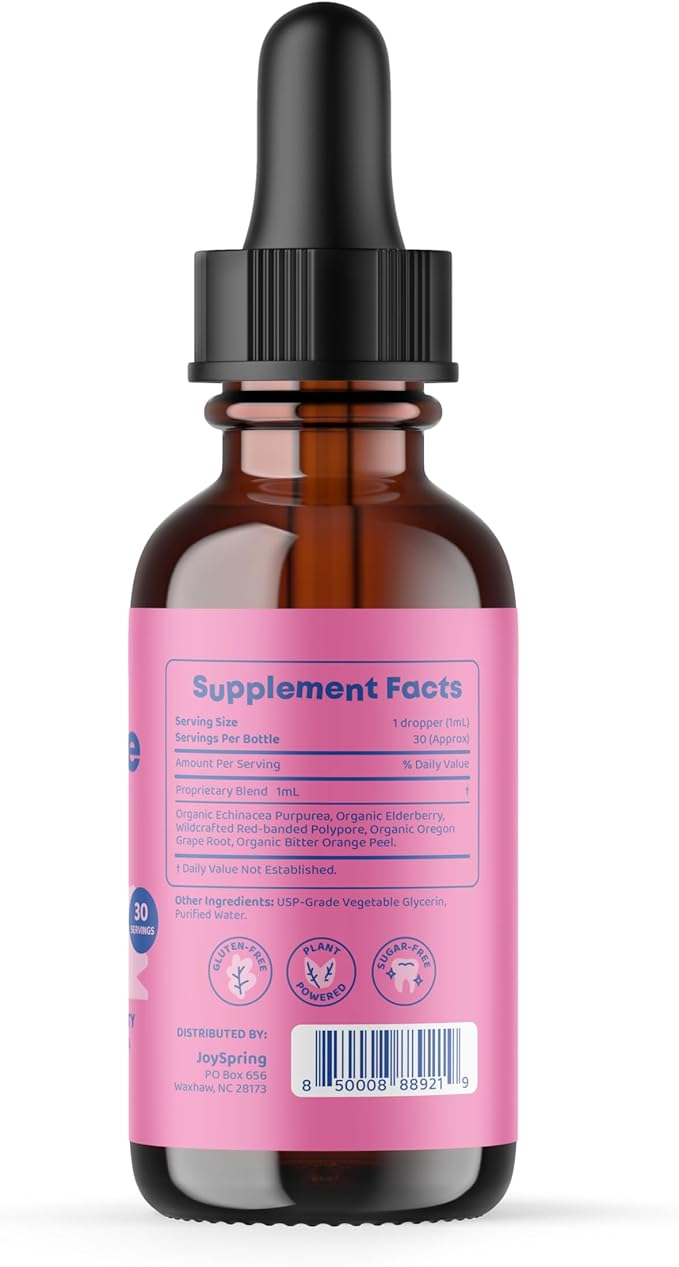 JoySpring Zinc with Vitamin C Liquid Supplement Immune Support for Kids, 1 fl oz