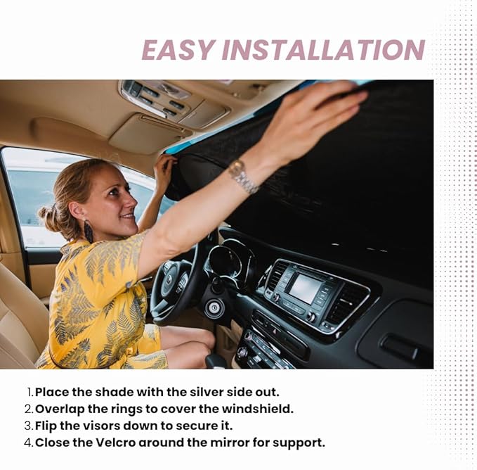 Windshield Sun Shade for Tesla S | Certified 99.87% UVB & 99.02% UVA Protection Car Sun Shade. Award Winning Sunshade for Car Windshield with Patented Technology. Car Window Shades by Kinder Fluff
