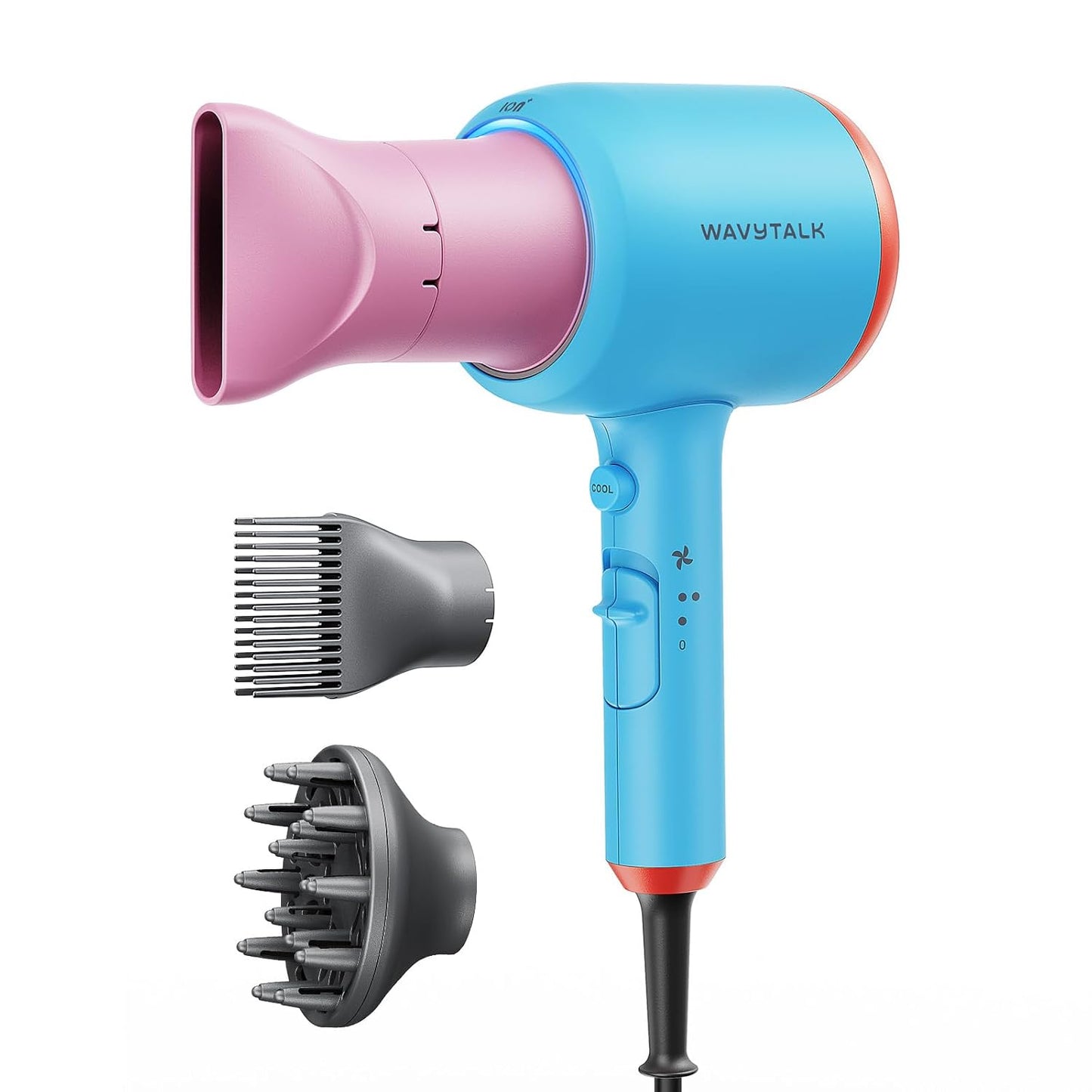 Ionic Hair Dryer for Curly Hair | 1875W Fast Drying | Diffuser & Attachments | Rose Gold