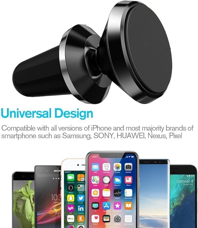 eTECH Magnetic Phone Car Mount Holder, Magnetic Mount Universal Air Vent (Silver)
