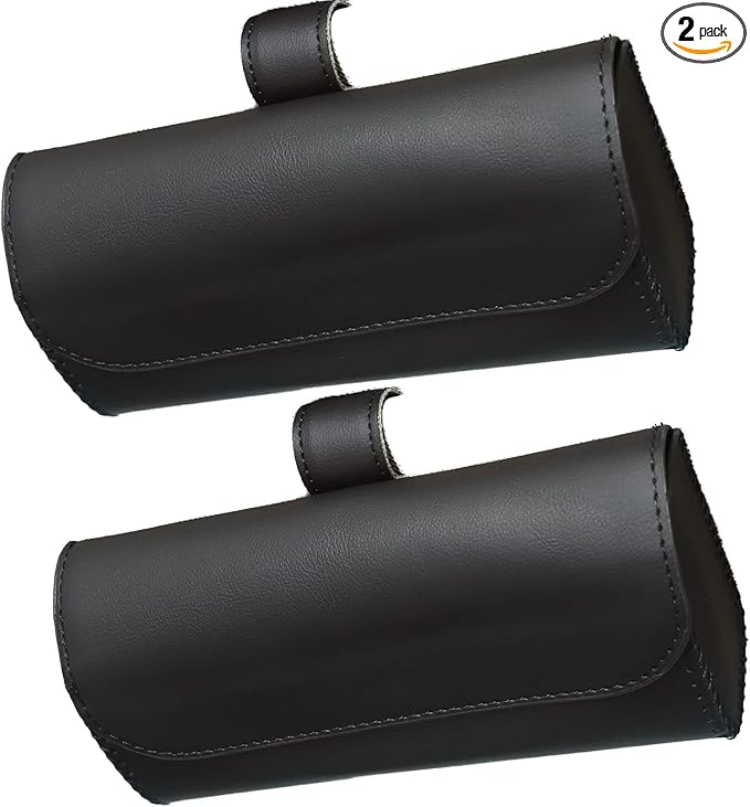 Accmor Glasses Holder for Car Sun Visor, 2 Pack Vehicle Sunglasses Holders Case with Hidden Magnetic Closure, Universal Fit Leather Auto Eyeglasses Organizer Box Eyeglass Hanger Clip Car Accessories