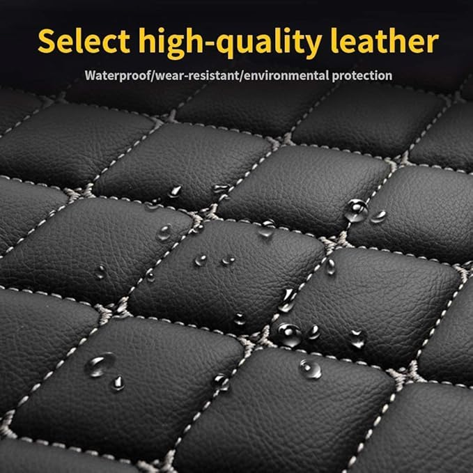 Custom Making Car Floor Mats for 90% Car Model Luxury Leather All Weather Waterproof Anti-Skid Full Coverage Liners (Coffee and Gray)