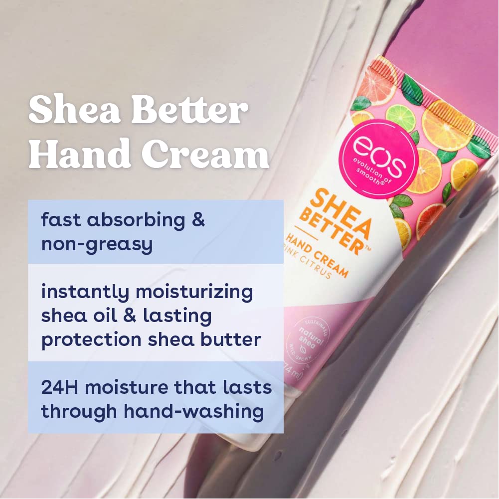 EOS Hand Cream – Pink Citrus | Natural Shea Butter Lotion for 24-Hour Hydration