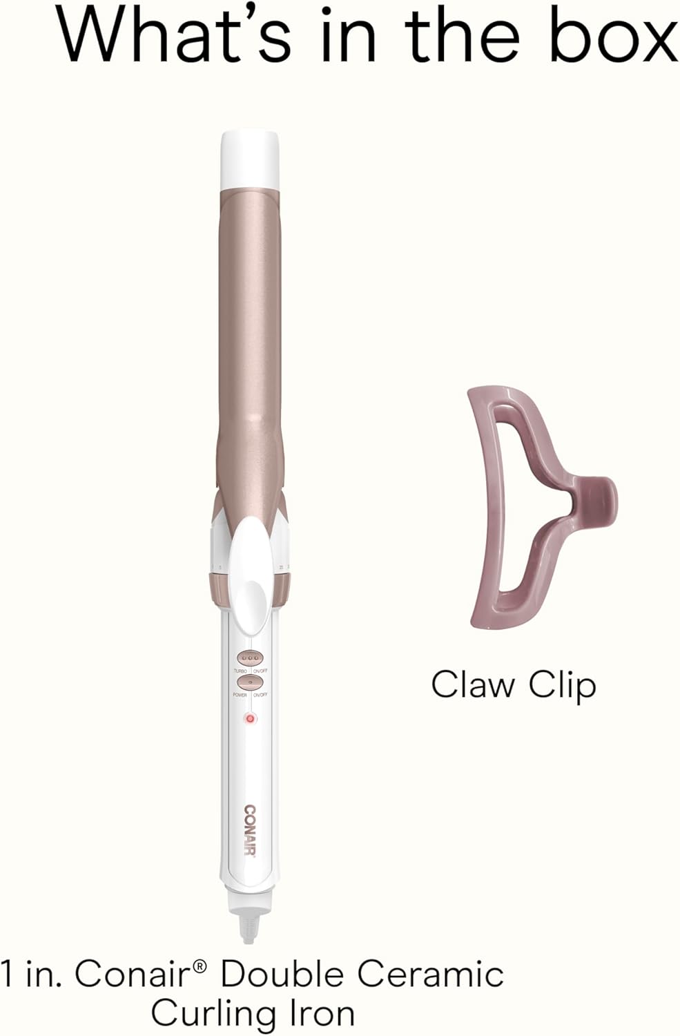 Conair Double Ceramic 1-Inch Curling Iron | Classic Curls | White/Rose Gold