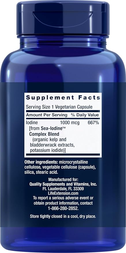 Life Extension Sea Iodine 1000 mcg, 150 Veg Caps (Pack of 2) - Natural Iodine Supplement from Kelp and Bladderwack