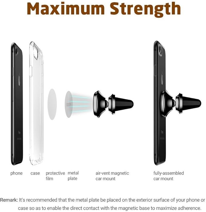 eTECH Magnetic Phone Car Mount Holder, Magnetic Mount Universal Air Vent (Black)