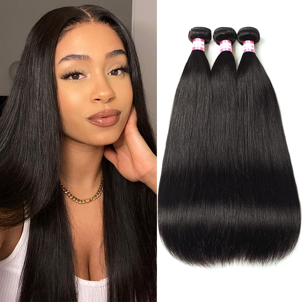 Cynosure Brazilian Hair 3 Bundles 9A Virgin Unprocessed Straight Human Hair 20 22 24Inches Brazilian Straight Hair