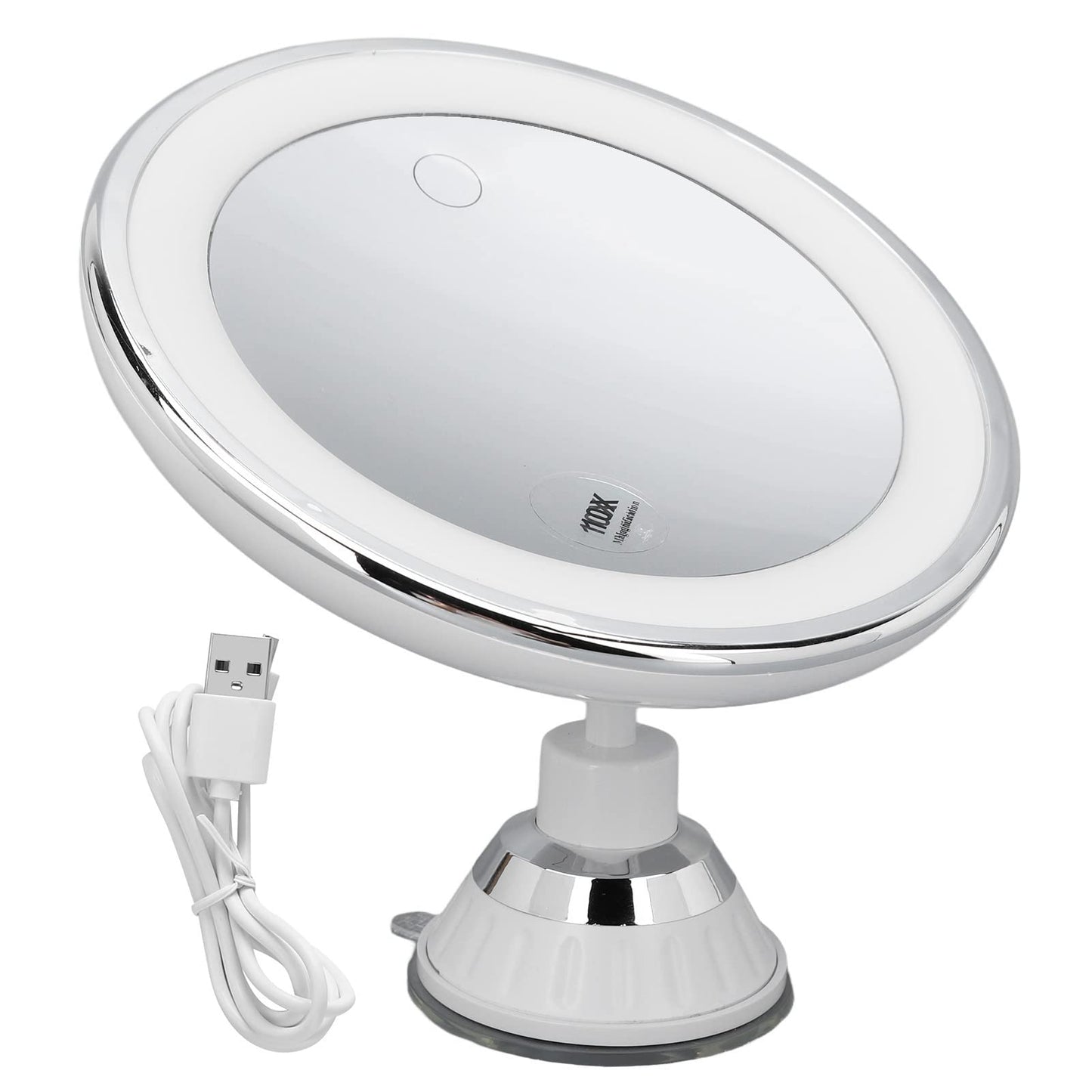 HURRISE Suction Cup Makeup Mirror,10x with 3 Light Colors Battery Powered Makeup Mirror 10X with Suction Cups for Makeup