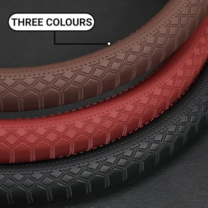 (15-19inch) Car Steering Wheel Cover Rubber Inner Ring All Car Universal Four Seasons Universal Thin Fiber Leather Anti-Slip 16 17 18 19 inch for Truck (17inch, Black)