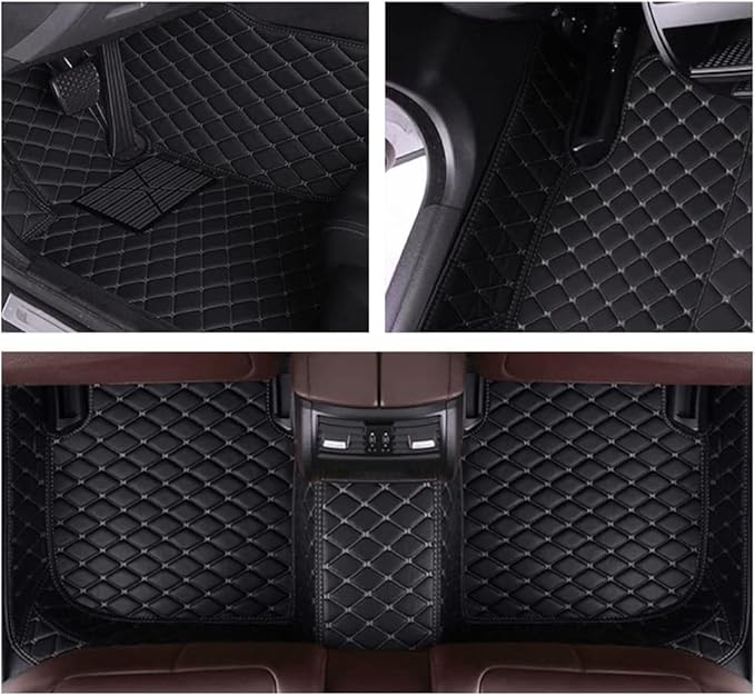 MELKEN Custom Fit Leather Car Floor Mats for 95% of Cars Full Coverage Floor Liners Car Mats (Red & Purple)
