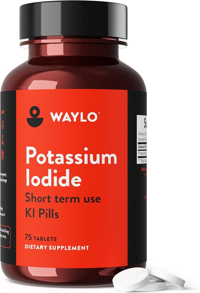 Waylo 1 Pack KI Potassium Iodide Tablets - 130 mg per Serving, 75 Count, Made in USA, cGMP Certified